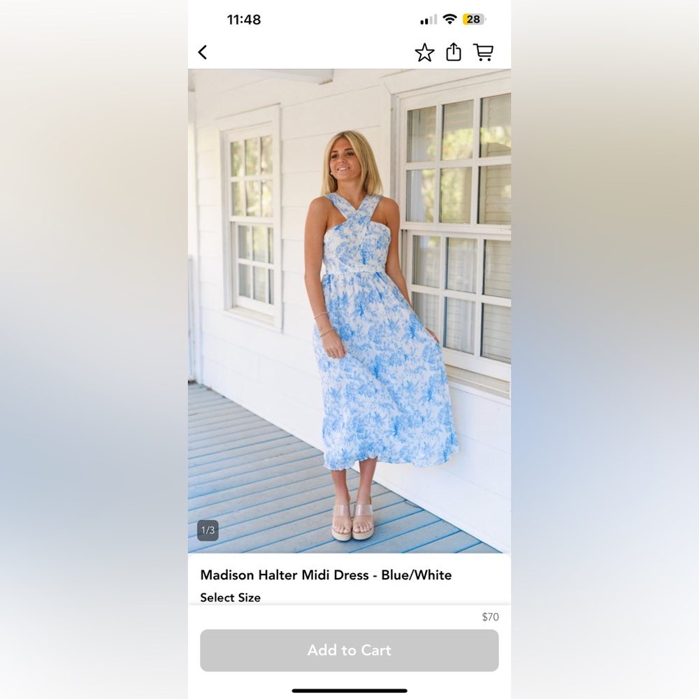 Blue & white floral dress from Shop FancyD boutique
